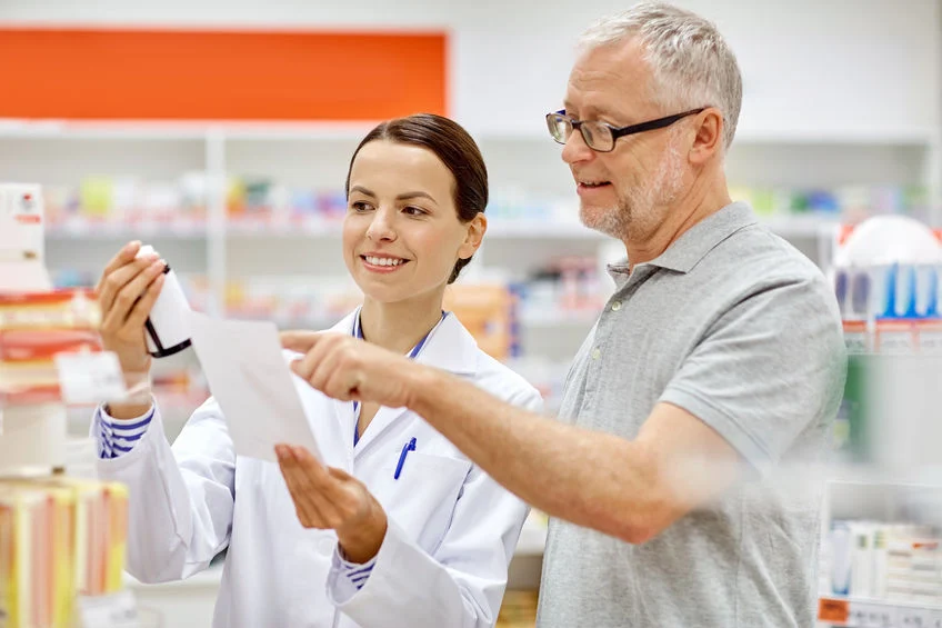 Pharmacist conducting a medication review
